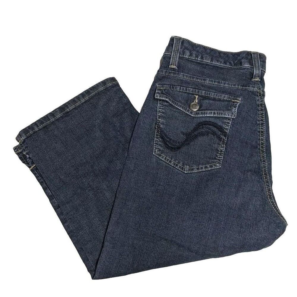 Lee Jeans Women 8 Petite Capri Straight Leg Midrise Blue Dark Wash 8P